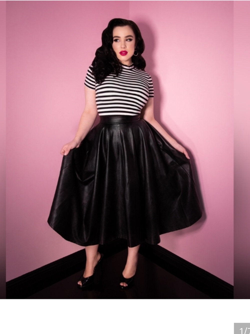 Vixen by Micheline Pitt Vegan Leather Swing Skirt XL